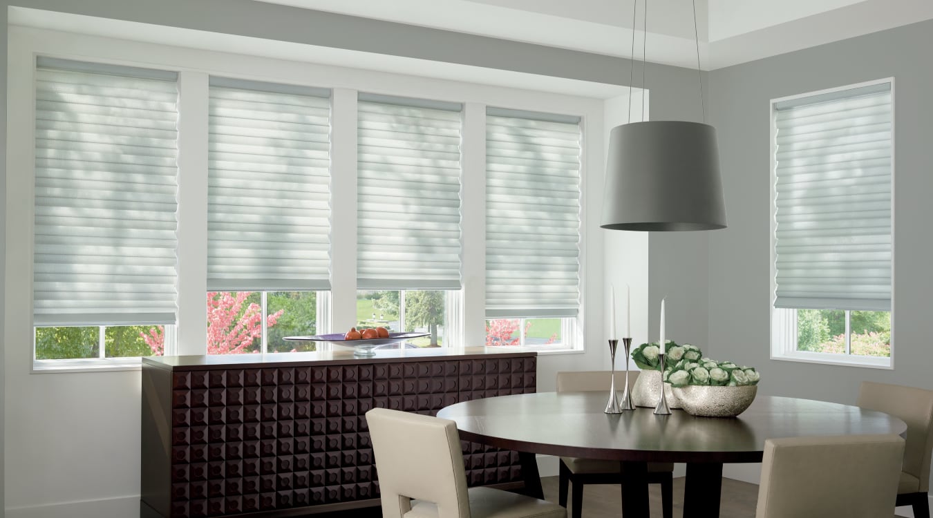 Cordless motorized shades in a Indianapolis dining room